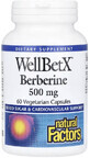 Берберин, 500 мг, WellBetX, Berberine, Natural Factors, 60 вегетарианских капсул
