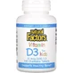 Витамин D3 для детей, 400 МЕ, вкус клубники, Vitamin D3 for Kids, Natural Factors, 100 жевательных таблеток