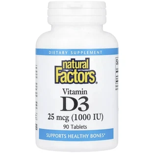 Витамин D3, 1000 МЕ, Vitamin D3, Natural Factors, 90 таблеток