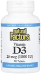 Вітамін D3, 1000 МО, Vitamin D3, Natural Factors, 90 таблеток