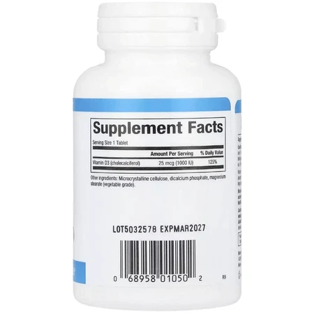 Витамин D3, 1000 МЕ, Vitamin D3, Natural Factors, 90 таблеток: цены и характеристики