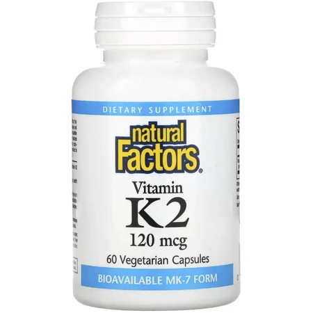 Вітамін К2, 120 мкг, Vitamin K2, Natural Factors, 60 вегетаріанських капсул: ціни та характеристики