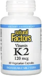 Витамин К2, 120 мкг, Vitamin K2, Natural Factors, 60 вегетарианских капсул