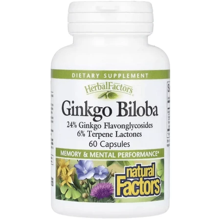 Гінкго Білоба, Ginkgo Biloba, Natural Factors, 60 капсул: ціни та характеристики
