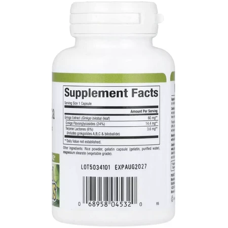 Гінкго Білоба, Ginkgo Biloba, Natural Factors, 60 капсул: ціни та характеристики