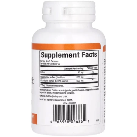 Глюкозамін та хондроїтин, Glucosamine & Chondroitin, Natural Factors, 60 капсул: ціни та характеристики