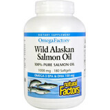 Жир дикого аляскинского лосося, 1000 мг, OmegaFactors, Wild Alaskan Salmon Oil, Natural Factors, 180 гелевых капсул