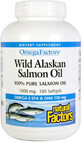 Жир дикого аляскинского лосося, 1000 мг, OmegaFactors, Wild Alaskan Salmon Oil, Natural Factors, 180 гелевых капсул