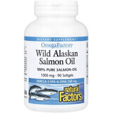 Жир дикого аляскинского лосося, 1000 мг, OmegaFactors, Wild Alaskan Salmon Oil, Natural Factors, 90 гелевых капсул