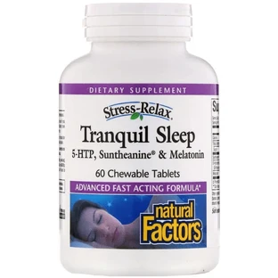 Здоровий сон, Stress-Relax, Tranquil Sleep, Natural Factors, 60 жувальних таблеток