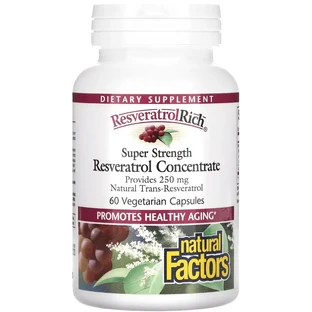 Концентрат ресвератролу, ResveratrolRich, Resveratrol Concentrate, Natural Factors, 60 вегетаріанських капсул