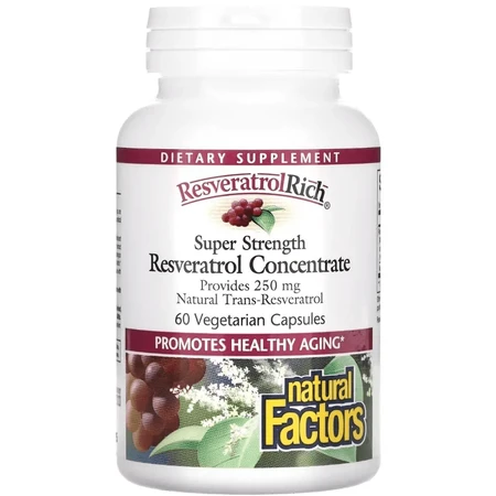 Концентрат ресвератролу, ResveratrolRich, Resveratrol Concentrate, Natural Factors, 60 вегетаріанських капсул: ціни та характеристики