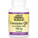 Коензим Q10, 100 мг, Coenzyme Q10, Natural Factors, 30 гелевих капсул