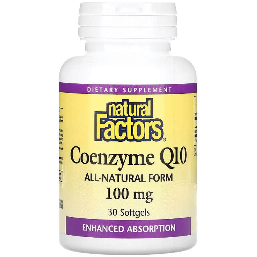 Коэнзим Q10, 100 мг, Coenzyme Q10, Natural Factors, 30 гелевых капсул: цены и характеристики