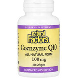 Коензим Q10, 100 мг, Coenzyme Q10, Natural Factors, 60 гелевих капсул