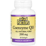 Коэнзим Q10, 200 мг, Coenzyme Q10, Natural Factors, 30 гелевых капсул