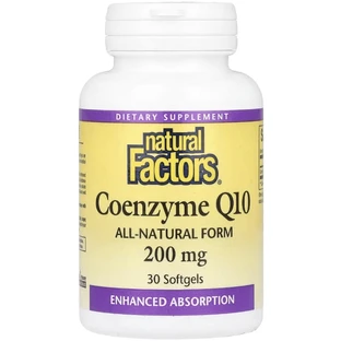 Коэнзим Q10, 200 мг, Coenzyme Q10, Natural Factors, 30 гелевых капсул