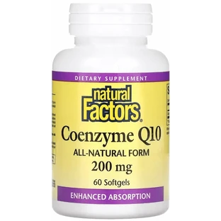 Коэнзим Q10, 200 мг, Coenzyme Q10, Natural Factors, 60 гелевых капсул