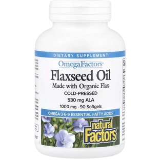 Льняное масло, 1000 мг, OmegaFactors, Flaxseed Oil, Natural Factors, 90 гелевых капсул