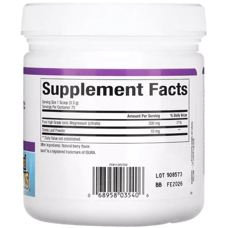 Магній цитрат у порошку, смак ягід, Stress-Relax, Magnesium Citrate, Natural Factors, 250 г: ціни та характеристики