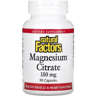 Магній цитрат, 150 мг, Magnesium Citrate, Natural Factors, 90 капсул