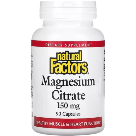 Магній цитрат, 150 мг, Magnesium Citrate, Natural Factors, 90 капсул: ціни та характеристики