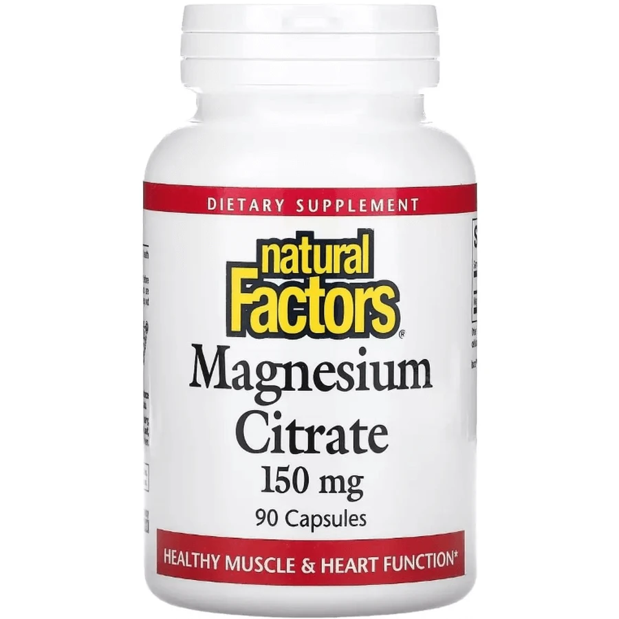 Магній цитрат, 150 мг, Magnesium Citrate, Natural Factors, 90 капсул: ціни та характеристики