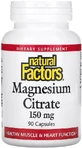 Магний цитрат, 150 мг, Magnesium Citrate, Natural Factors, 90 капсул