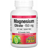 Магній цитрат, 150 мг, смак лайма, Magnesium Citrate, Natural Factors, 60 жувальних таблеток