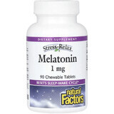 Мелатонин, 1 мг, Stress Relax, Melatonin, Natural Factors, 90 жевательных таблеток