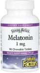 Мелатонин, 1 мг, Stress Relax, Melatonin, Natural Factors, 90 жевательных таблеток