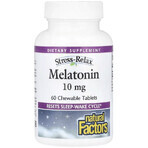 Мелатонин, 10 мг, Stress Relax, Melatonin, Natural Factors, 60 жевательных таблеток: цены и характеристики