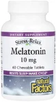 Мелатонин, 10 мг, Stress Relax, Melatonin, Natural Factors, 60 жевательных таблеток
