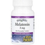 Мелатонін, 3 мг, Stress Relax, Melatonin, Natural Factors, 90 жувальних таблеток: ціни та характеристики