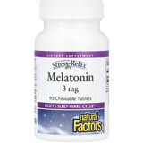 Мелатонін, 3 мг, Stress Relax, Melatonin, Natural Factors, 90 жувальних таблеток
