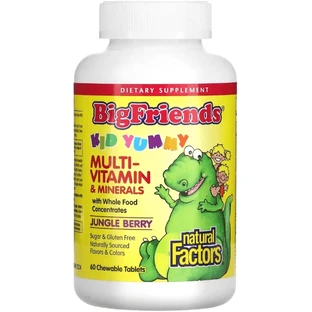Мультивітаміни та мінерали для дітей, смак ягід, Chewable Multi-Vitamin & Minerals, Natural Factors, 60 жувальних таблеток
