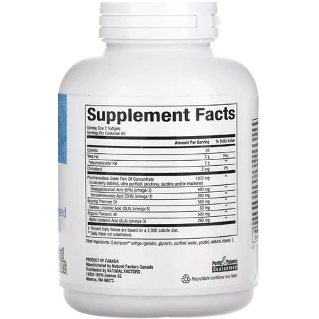 Омега-3 для жінок, WomenSense, RxOmega-3, Natural Factors, 120 гелевих капсул: ціни та характеристики