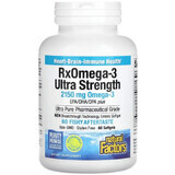 Омега-3 ультра, 2150 мг, RxOmega-3 Ultra Strength, Natural Factors, 60 гелевих капсул