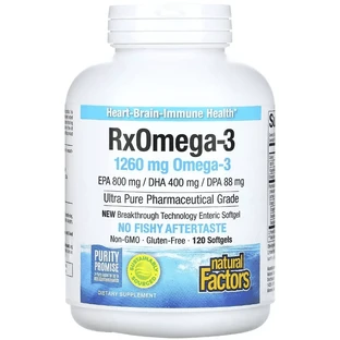 Омега-3, 1260 мг, RxOmega-3, Natural Factors, 120 гелевых капсул