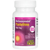 Пантетин, витамин B5, 450 мг, BioCoenzymated, B5, Pantethine, Natural Factors, 60 гелевых капсул