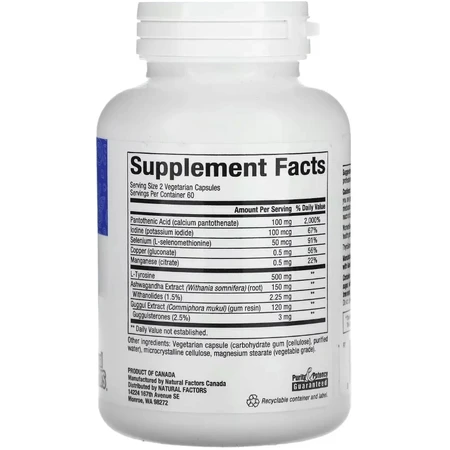 Підтримка щитовидної залози, WomenSense, ThyroSense, Natural Factors, 120 вегетаріанських капсул: ціни та характеристики