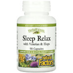 Сон та розслаблення з валеріаною та хмелем, Sleep Relax with Valerian&Hops, Natural Factors, 90 капсул: ціни та характеристики