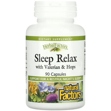 Сон та розслаблення з валеріаною та хмелем, Sleep Relax with Valerian&Hops, Natural Factors, 90 капсул