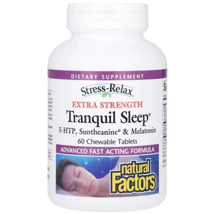 Спокійний сон, Stress-Relax, Tranquil Sleep, Extra Strength, Natural Factors, 60 жувальних таблеток