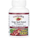 Экстракт виноградных косточек, 100 мг, GrapeSeedRich, Grape Seed Extract, Natural Factors, 60 вегетарианских капсул