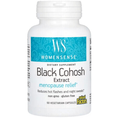 Экстракт клопогона, облегчение менопаузы, WomenSense, Black Cohosh Extract, Menopause Relief, Natural Factors, 90 вегетарианских капсул