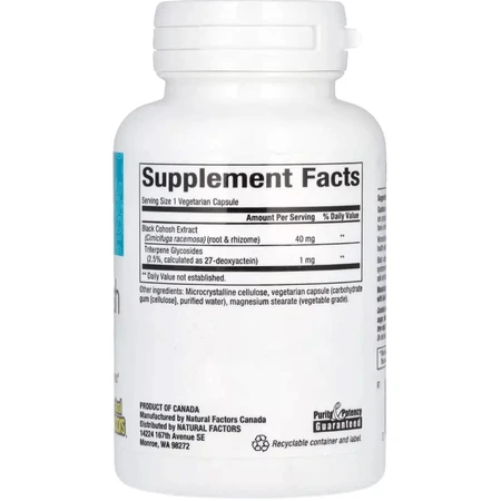 Екстракт клопогону, полегшення менопаузи, WomenSense, Black Cohosh Extract, Menopause Relief, Natural Factors, 90 вегетаріанських капсул: ціни та характеристики