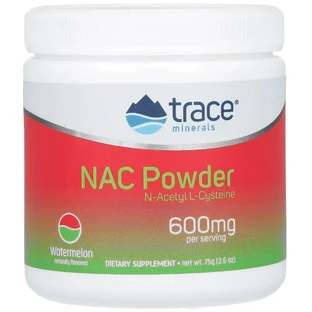 NAC N-ацетил L-цистеїн, 600 мг, смак кавуна, NAC Powder, Trace Minerals, 75 г