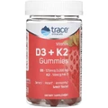Витамин D3 и K2, вкус клубники, Vitamin D3 + K2 Gummies, Trace Minerals, 60 жевательных конфет