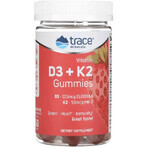 Вітамін D3 та K2, смак полуниці, Vitamin D3 + K2 Gummies, Trace Minerals, 60 жувальних цукерок: ціни та характеристики